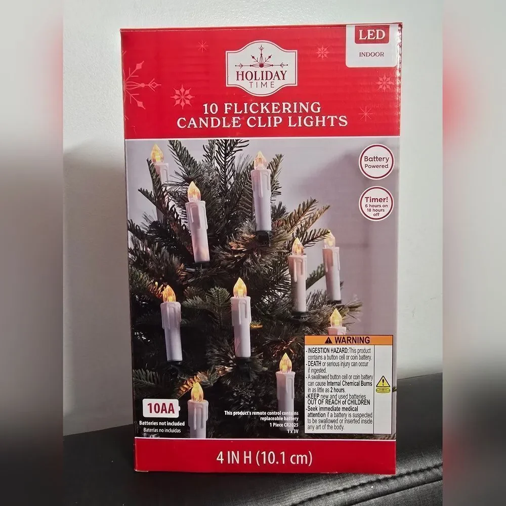 2 x 10 Ct Battery-Operated White Cordless LED Clip Christmas Candles Ornament